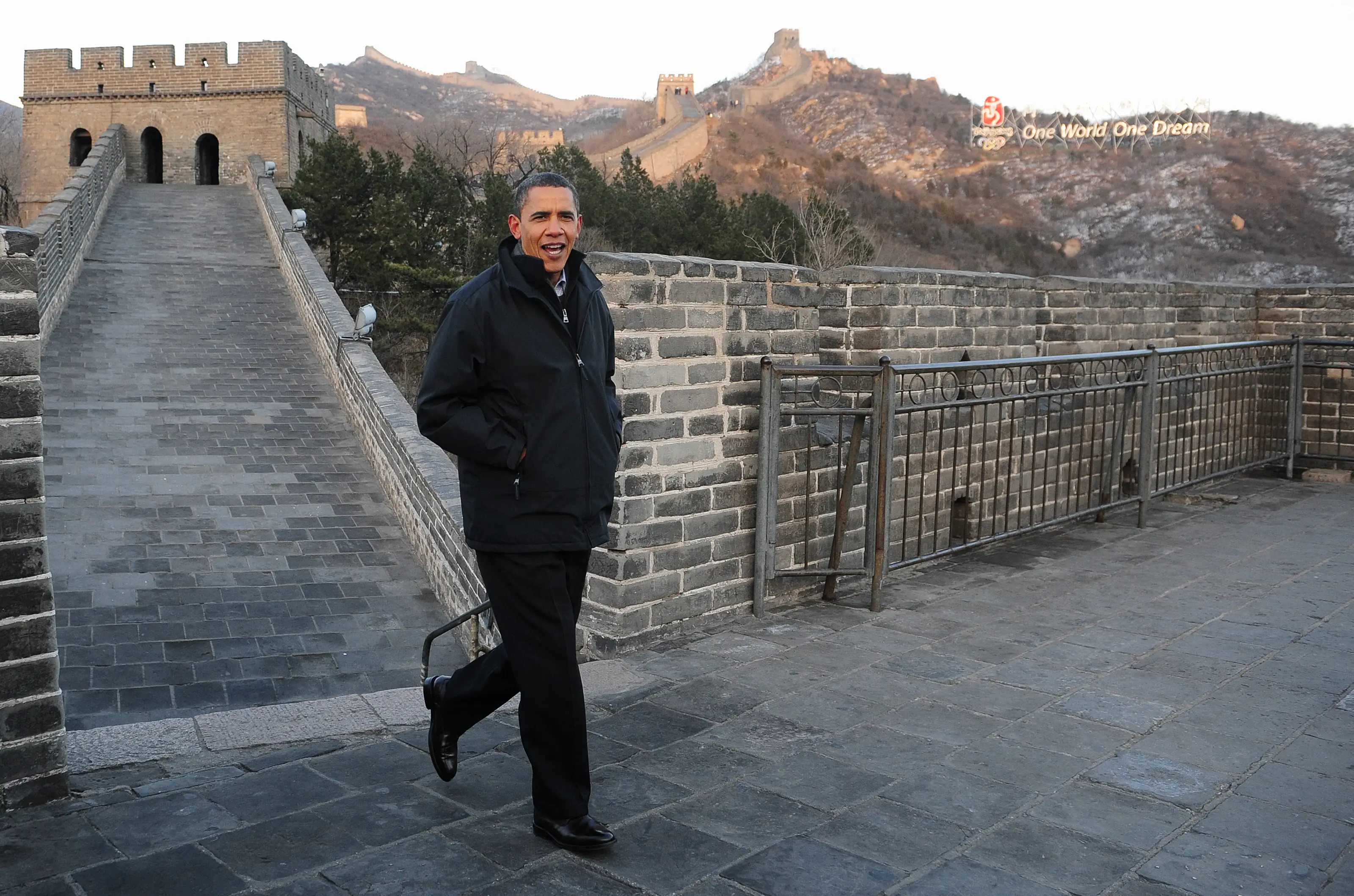 Barack Obama seen touring the Great Wall of China in 2009 (FREDERIC J. BROWN/AFP via Getty Images)