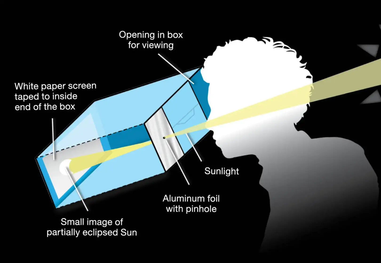 NASA demonstrates how cardboard boxes can be used to watch the eclipse. NASA