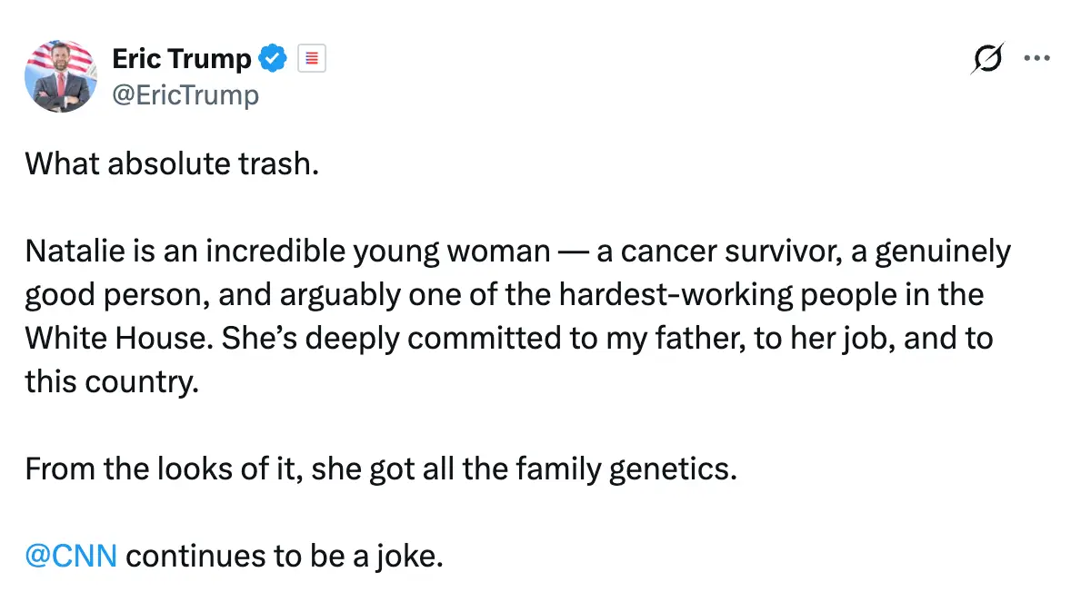 Eric Trump came to Natalie Harp's defense (Twitter)