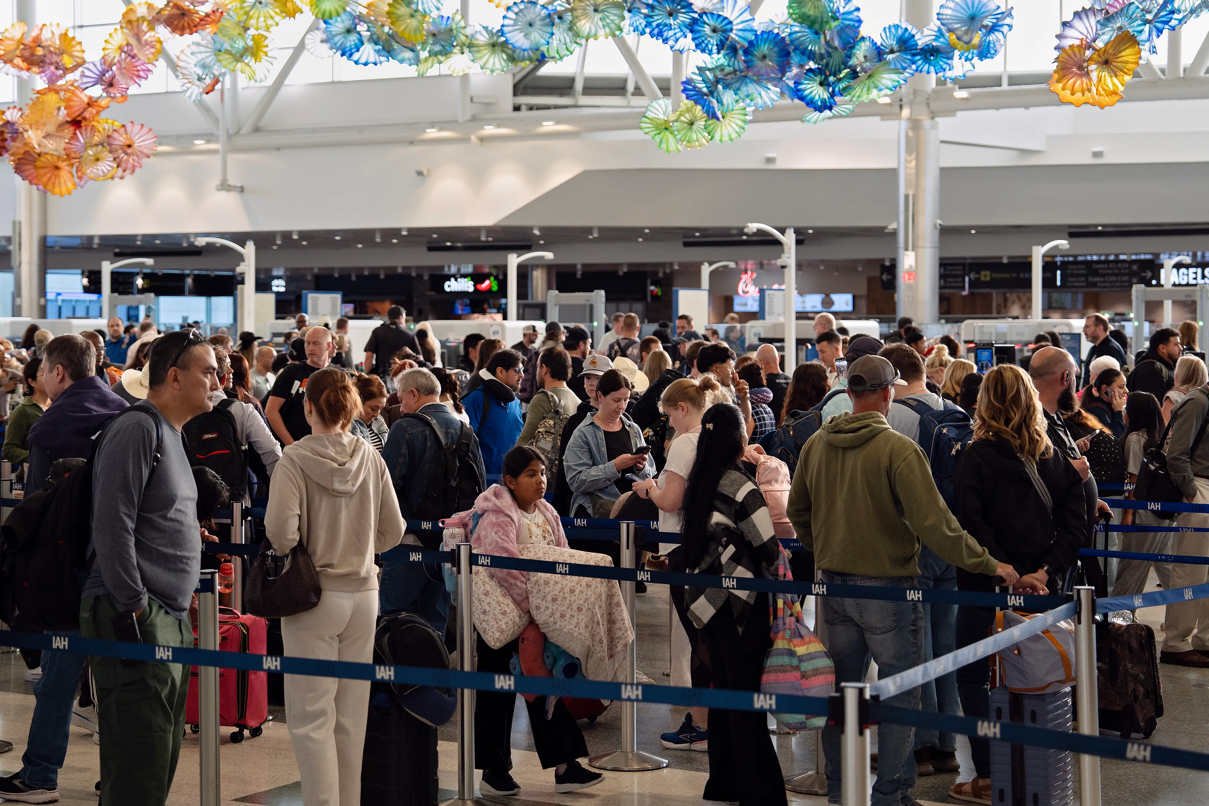 Travelers at George Bush Intercontinental Airport have faced ridiculously long queues (Danielle Villasana/Getty Images)