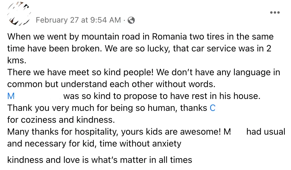 Nadiia's status about finding help (Supplied)