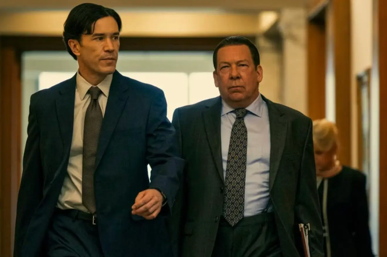 Tom Pelphrey’s character (left) is the one who shows off his 'erect penis' (Netflix)