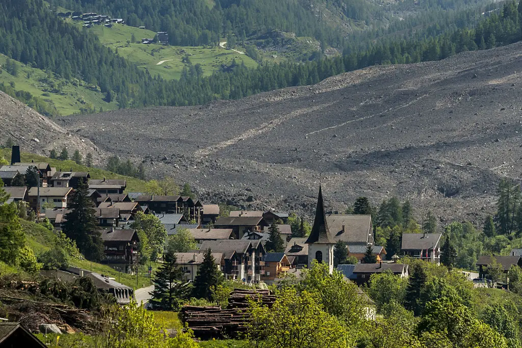 90 percent of the village has been lost to the landslide (FABRICE COFFRINI/AFP via Getty Images)
