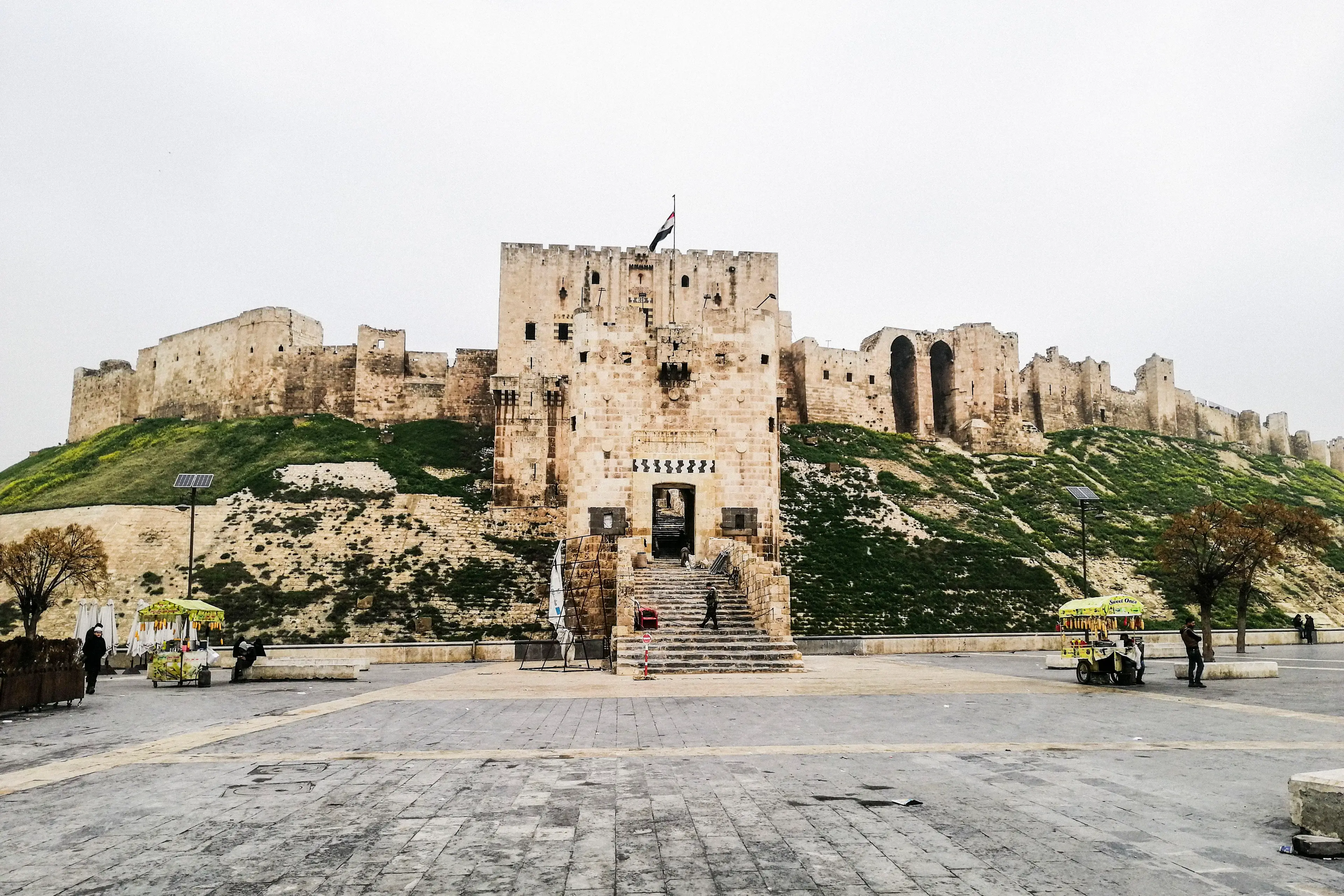 The medieval citadel in Aleppo, one of many historic sites damaged in Syria's ongoing war. (Giovanni Mereghetti/UCG/Universal Images Group via Getty Images)