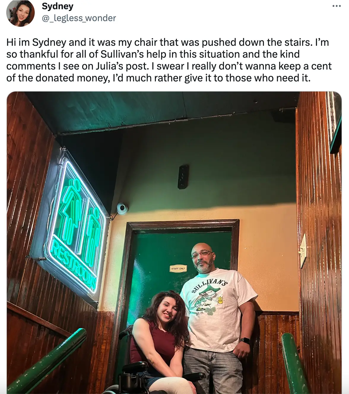 Sydney has thanked everyone for their support.