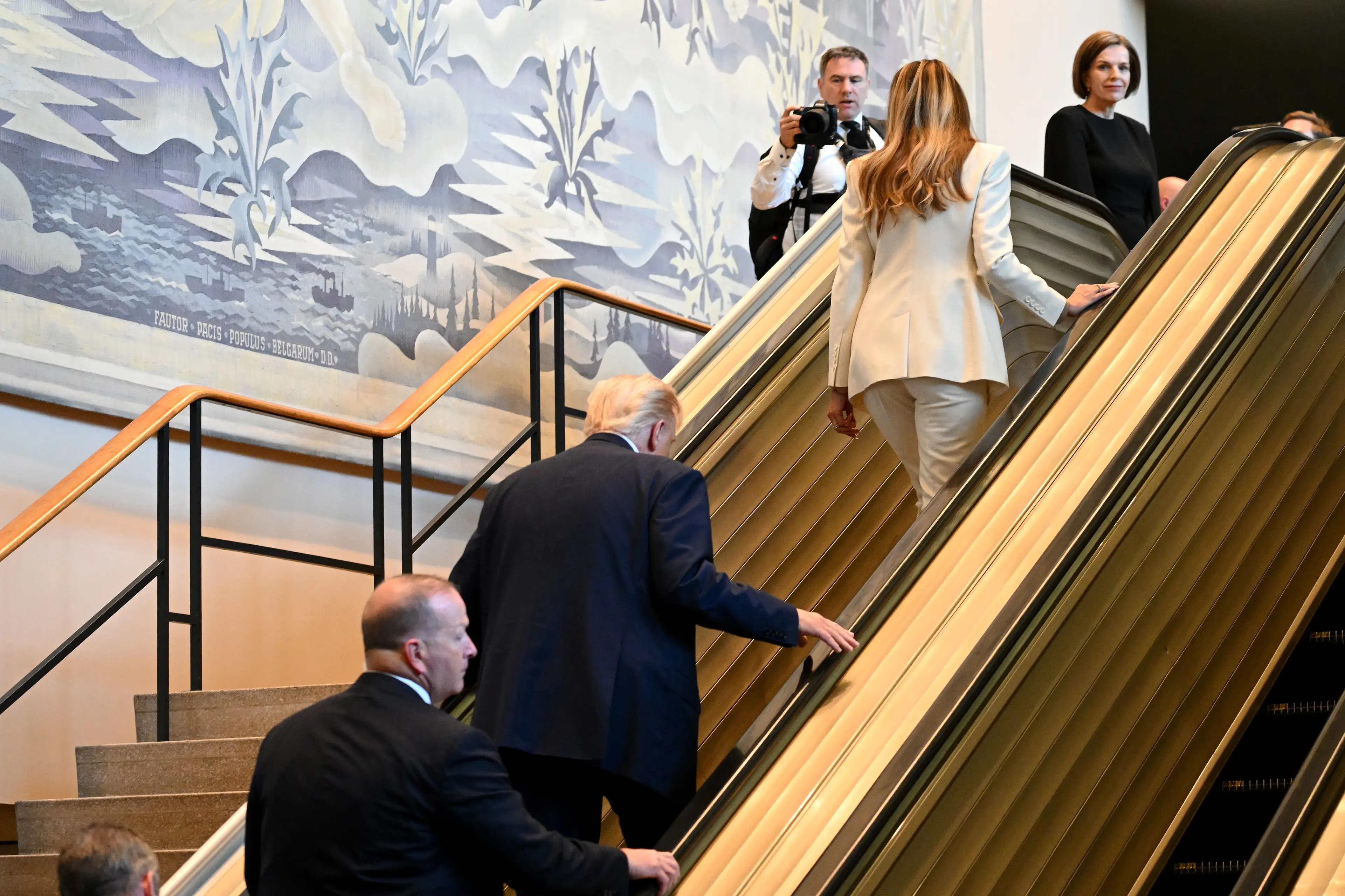 Trump said walking up the escalator was no issue because he is in such good shape ( Alexi J. Rosenfeld/Getty Images)