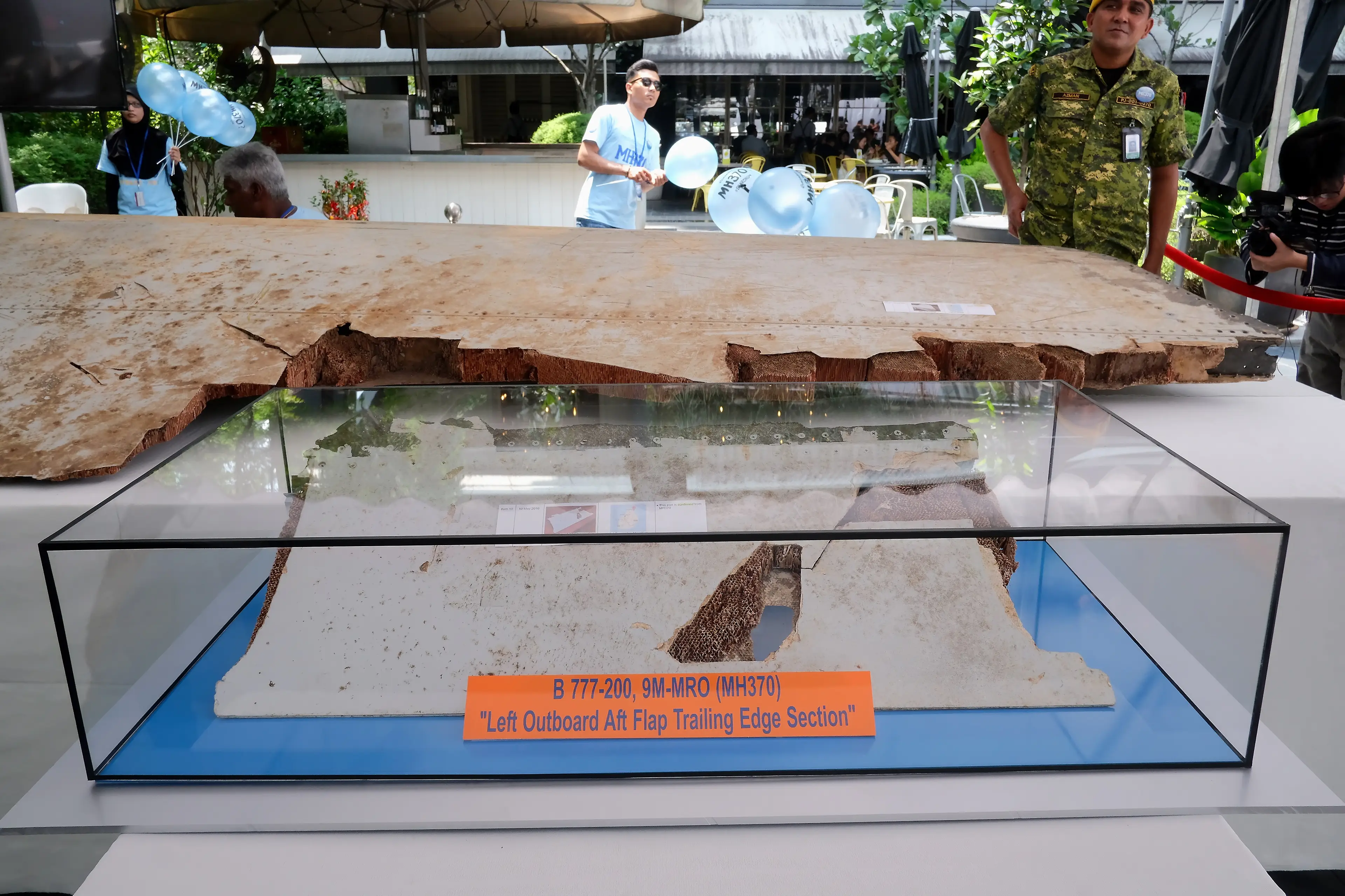 The only wreckage recovered from the vanished flight MH370 was this piece of the body that washed up in Tanzania in 2019 (Mohd Samsul Mohd Said/Getty Images)