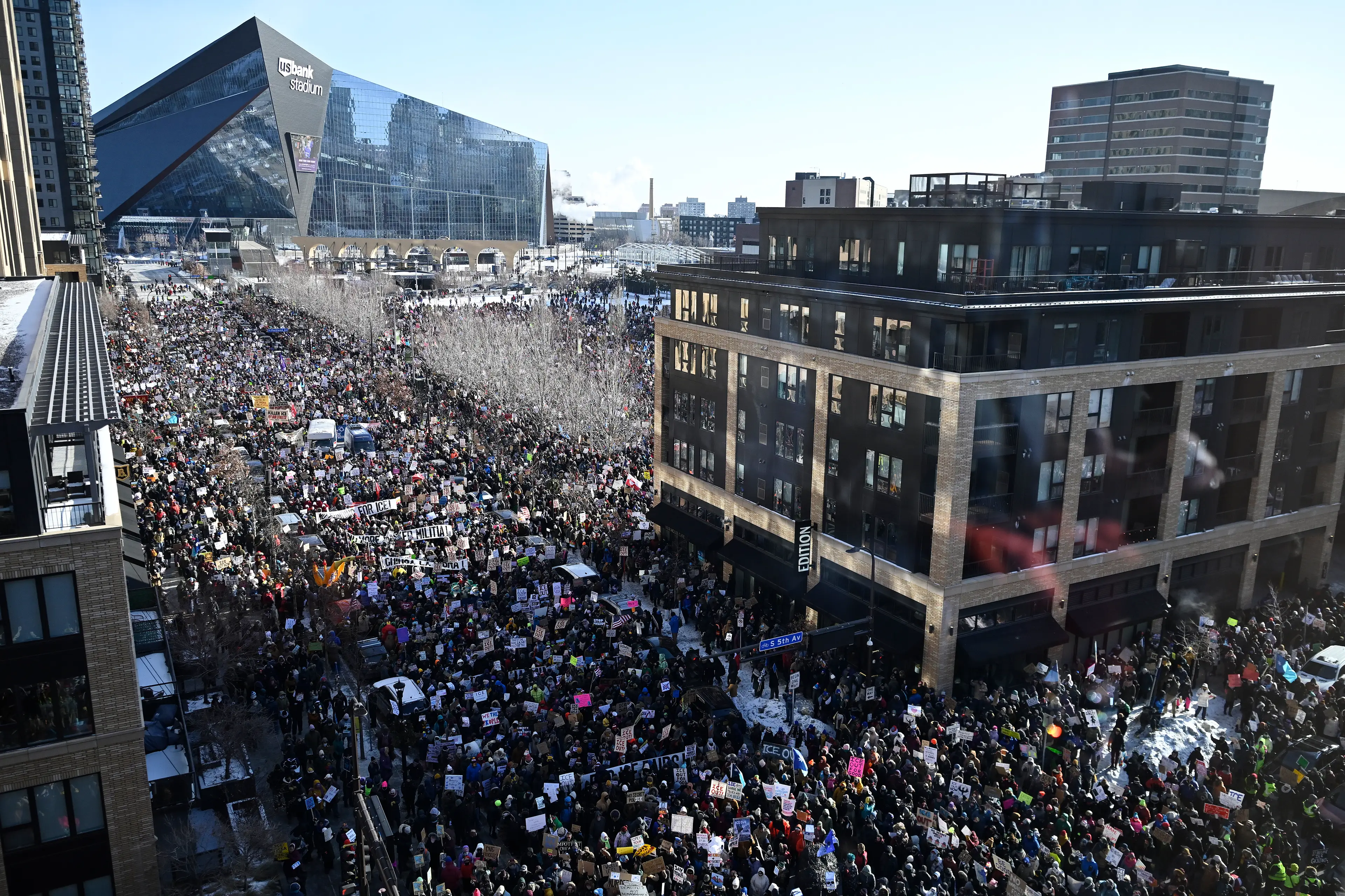 Anti-ICE protests have taken place in Minneapolis this month (Stephen Maturen/Getty Images)