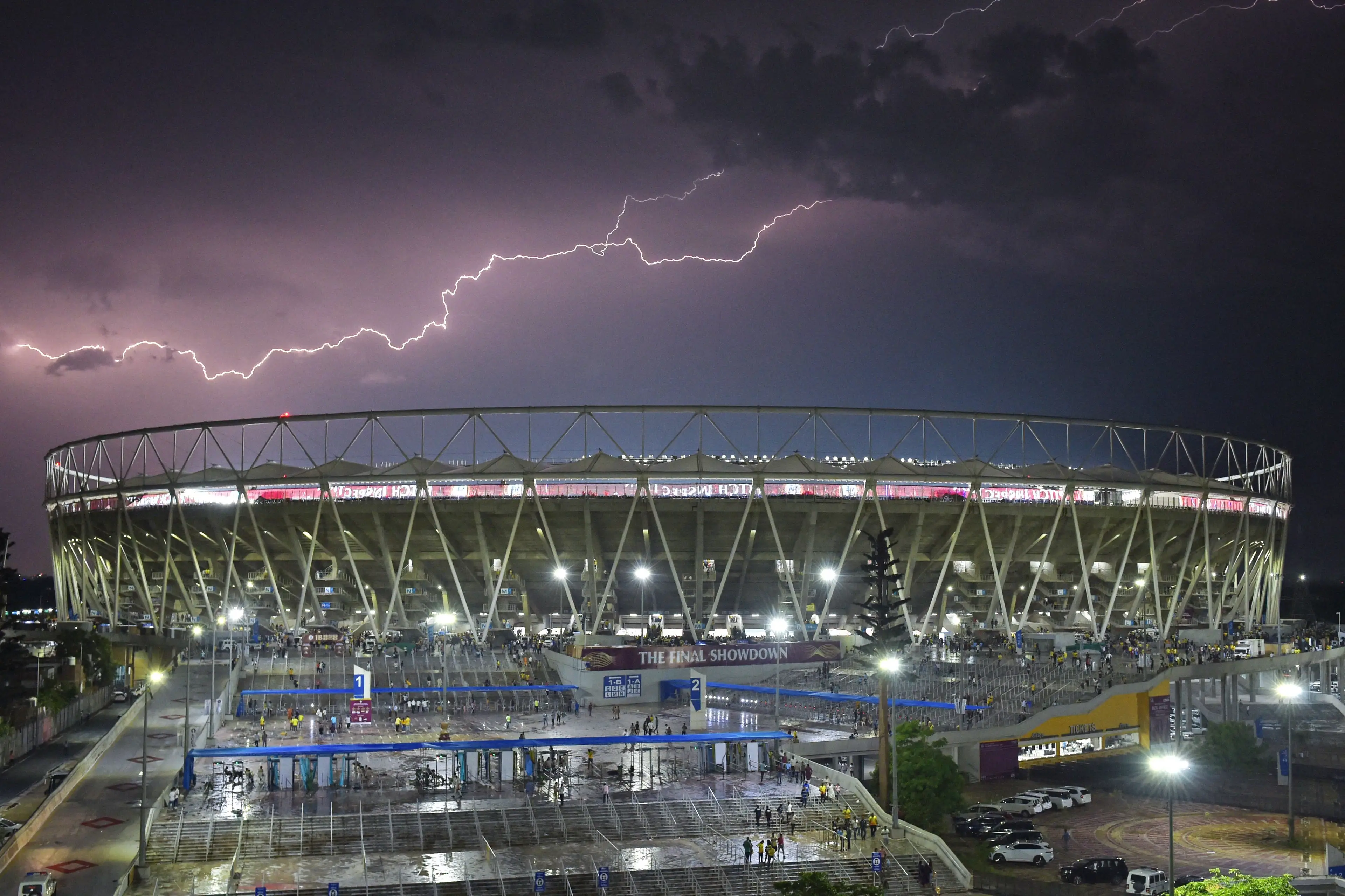 Lightning strikes across India as the country suffers storms.