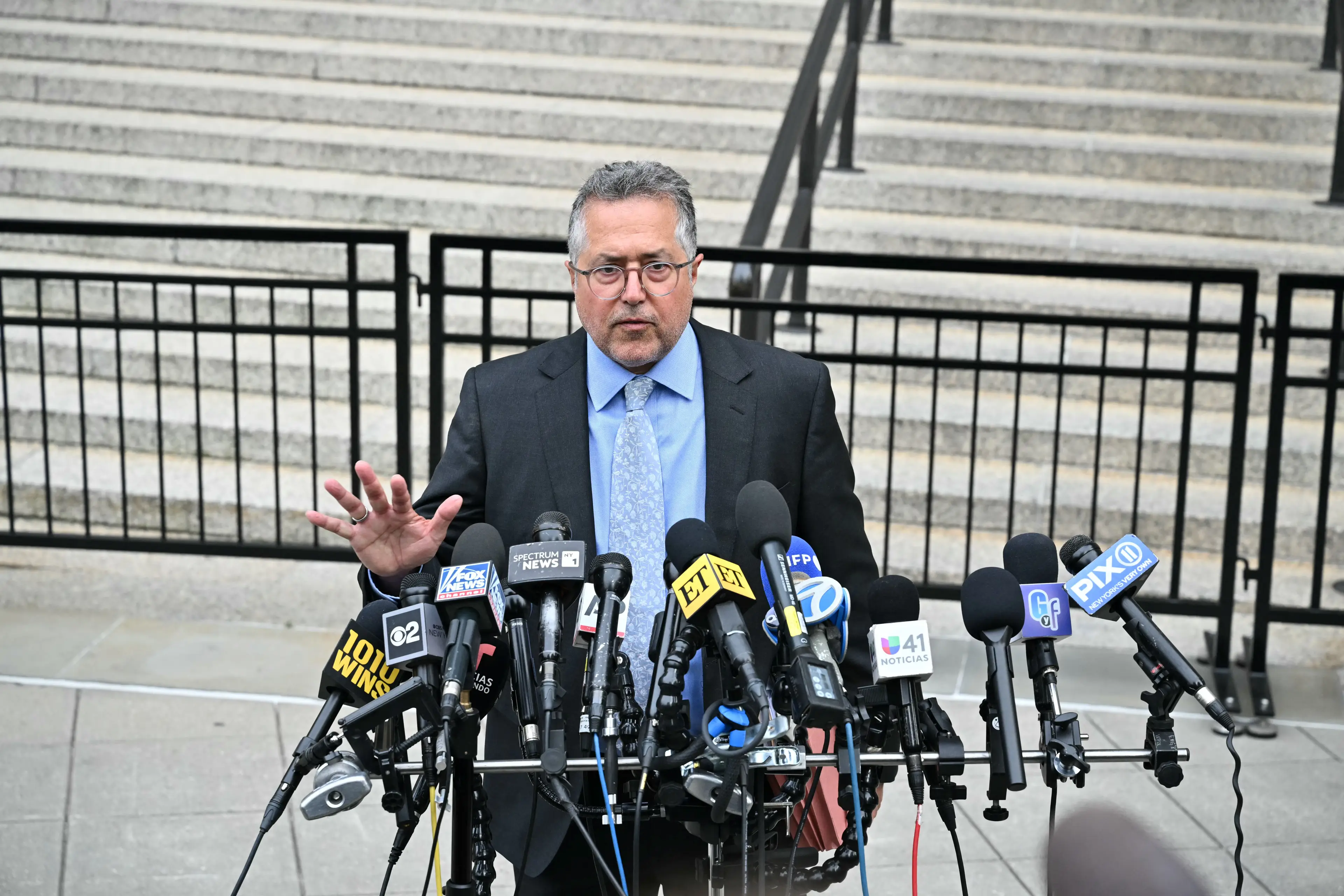 Attorney Marc Agnifilo spoke to reporters outside the courthouse earlier this week (ANGELA WEISS/AFP via Getty Images)