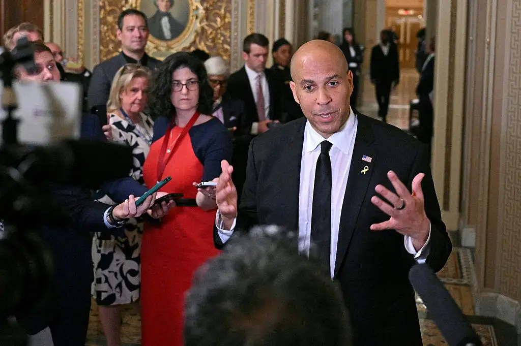 Senator Cory Booker has broken the record for the longest speech given on the Senate Chamber floor (ROBERTO SCHMIDT/AFP via Getty Images)