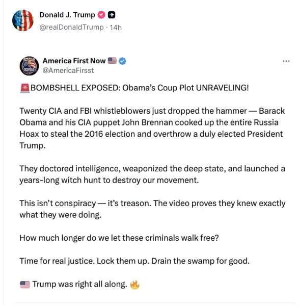Some of the posts Trump shared (Truth Social)