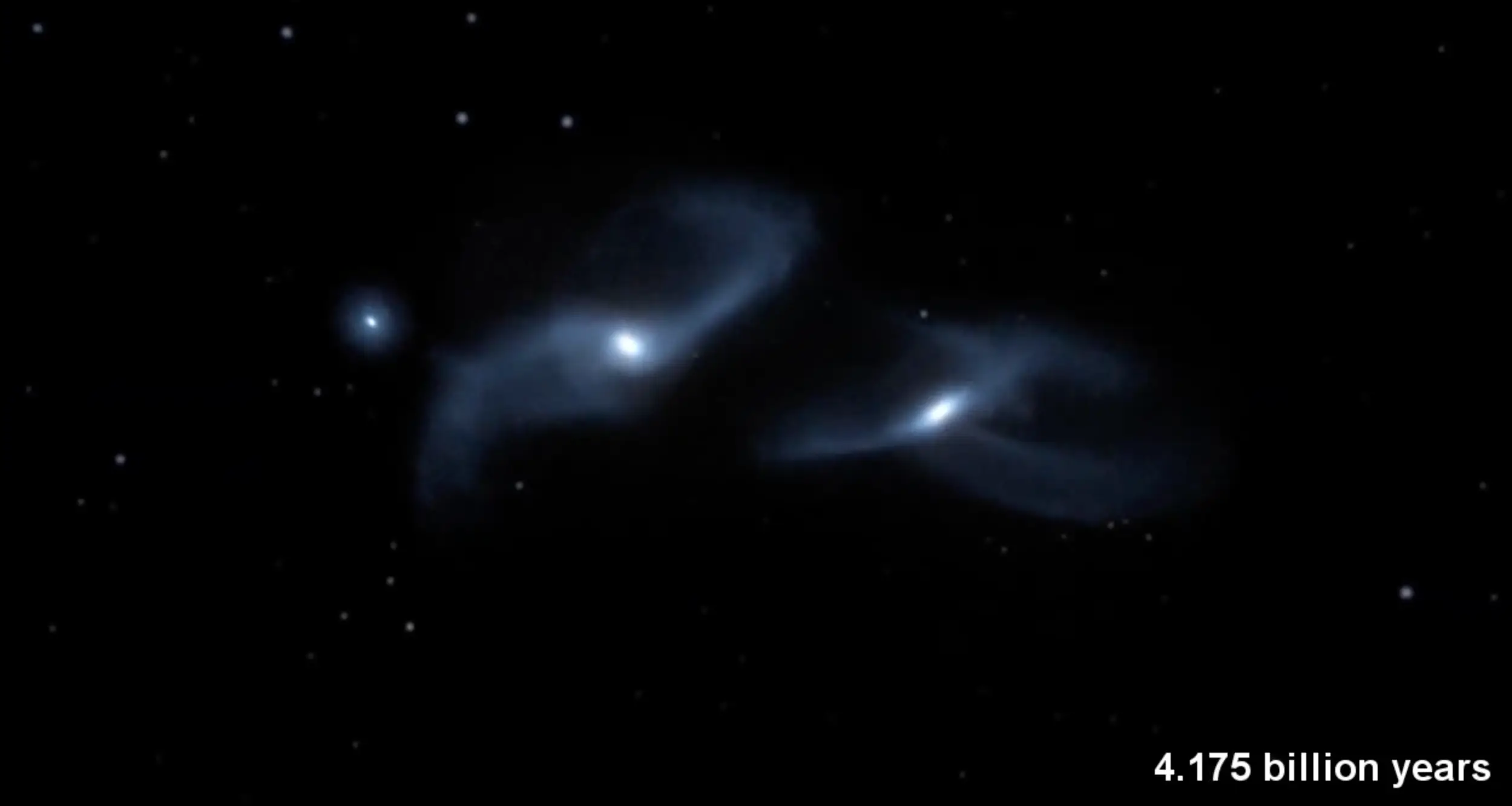 Billions of years later, the galaxies will collide.