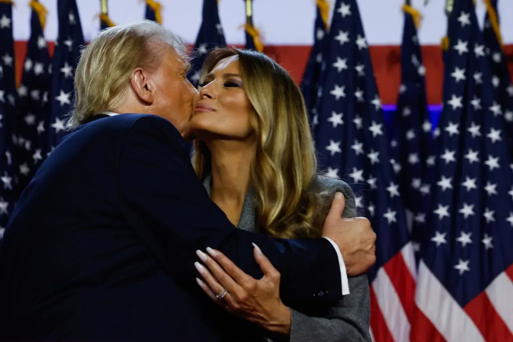 Melania appeared alongside her husband on stage (Chip Somodevilla/Getty Images)