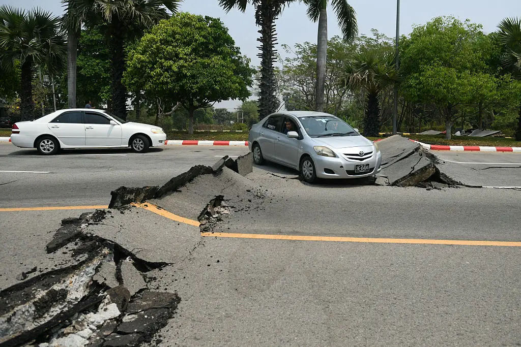 The Myanmar-Thailand quake destroyed roads, bridges and major infrastructure (SAI AUNG MAIN/AFP via Getty Images)