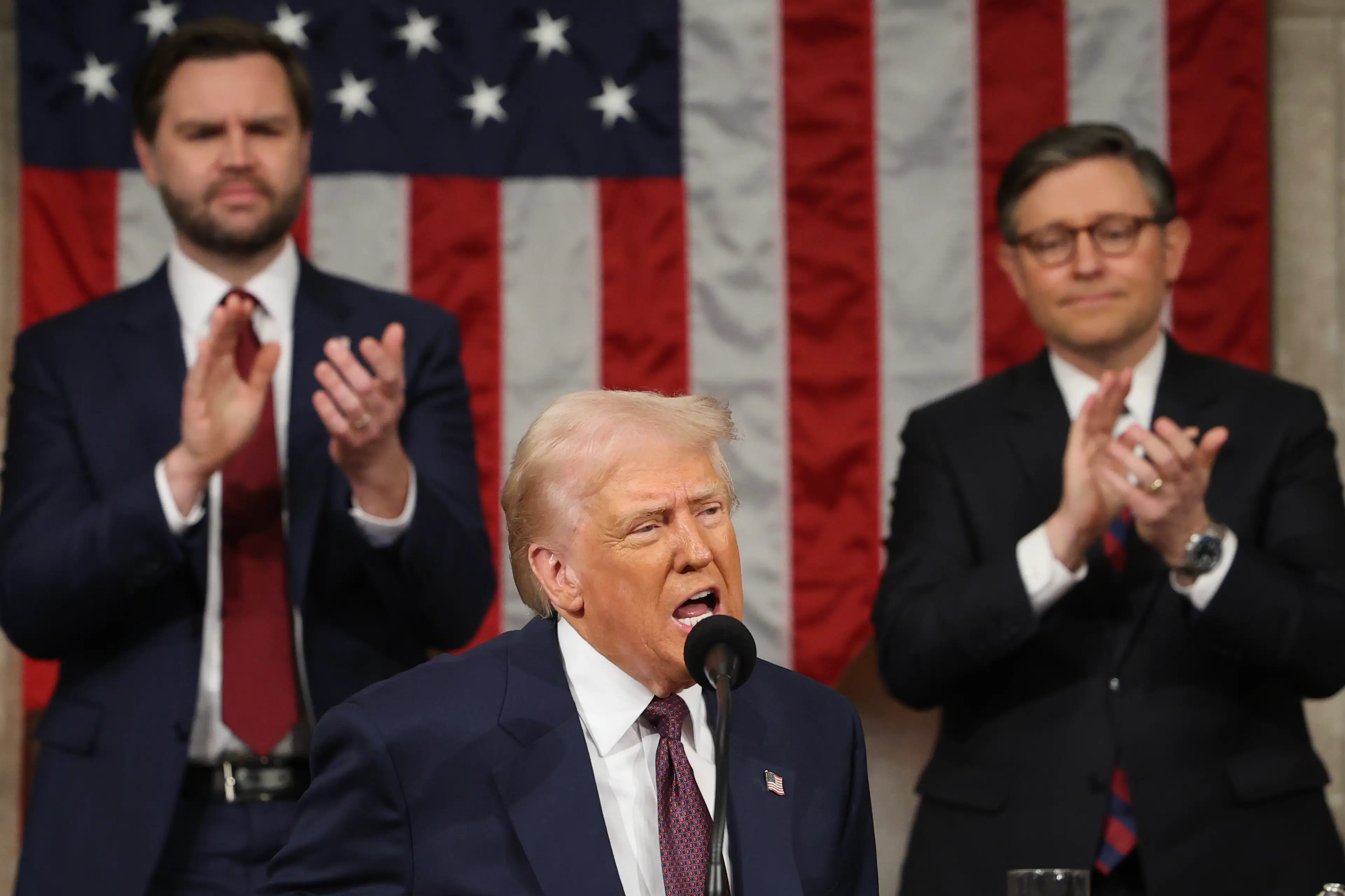 JD Vance watching on as Donald Trump delivered his speech to Congress (Win McNamee/Getty Images)