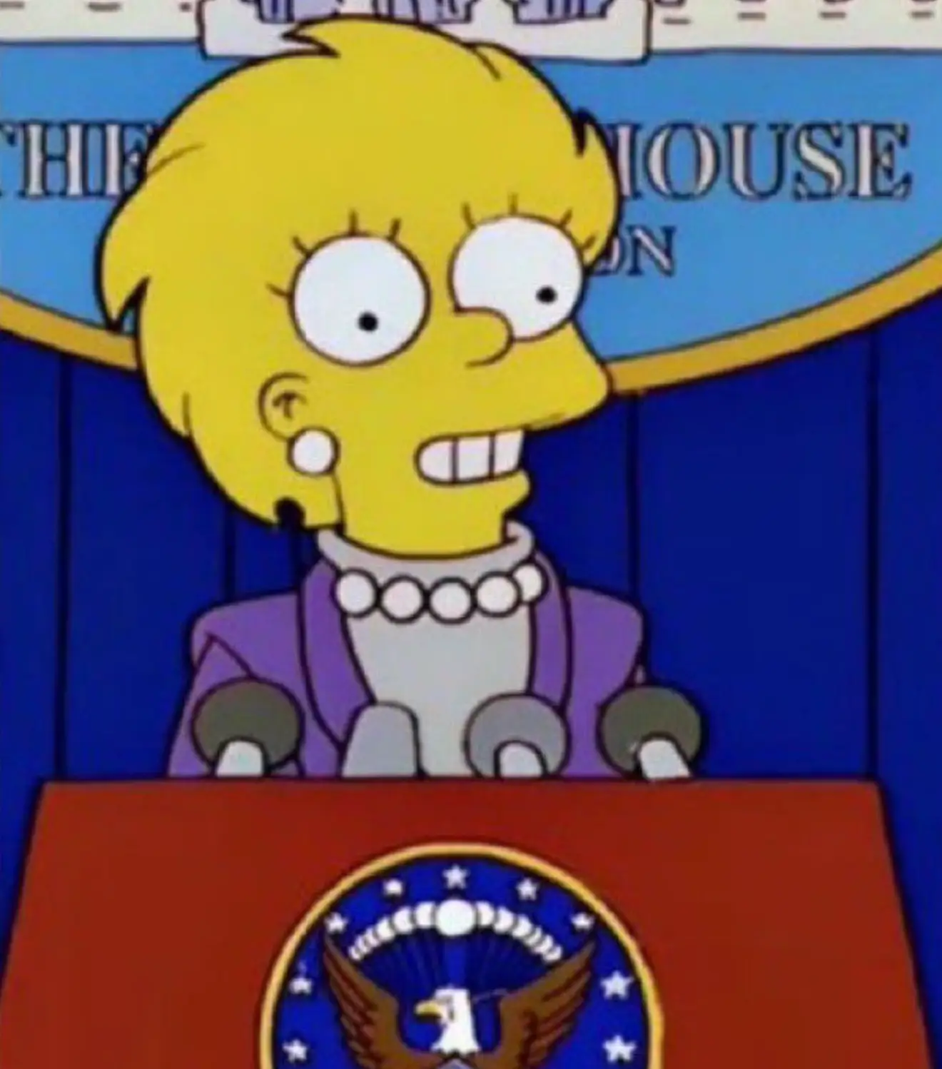 Lisa Simpson became president in The Simpsons episode, titled 'Bart to the Future' which aired in March 2000. (Fox)