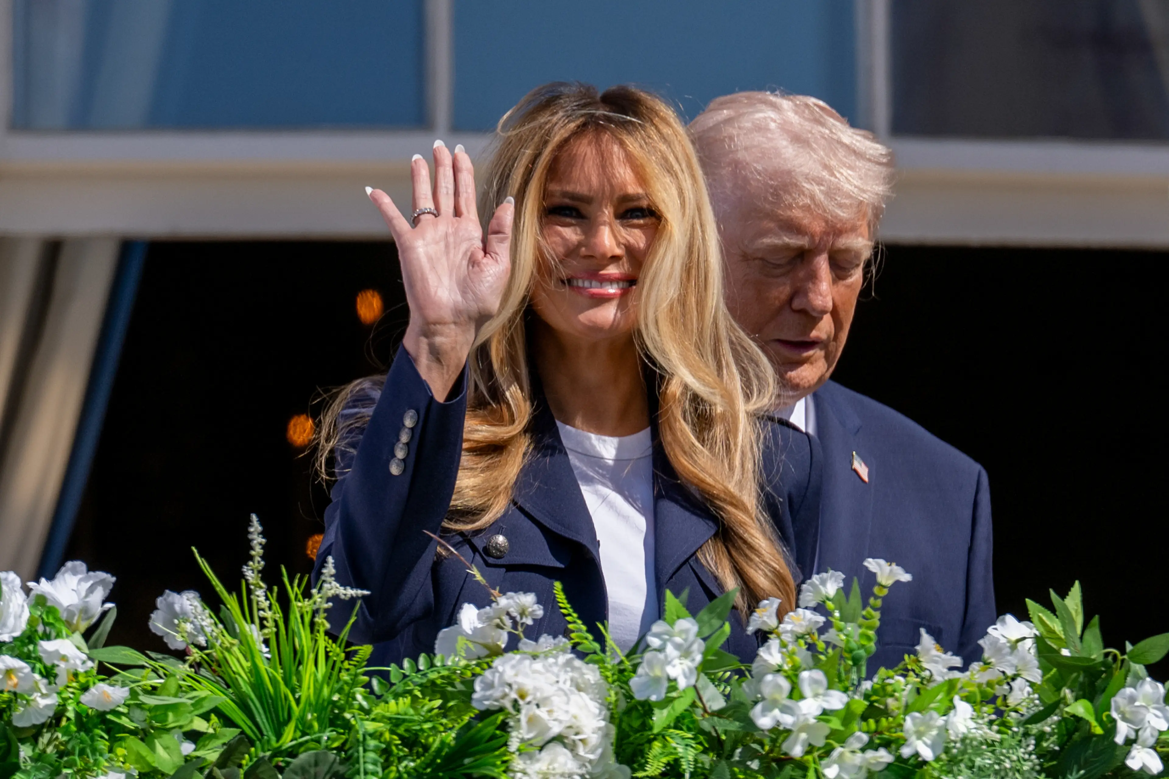 Melania gave the speech at the White House on April 9 (Daniel Heuer/Bloomberg via Getty Images)