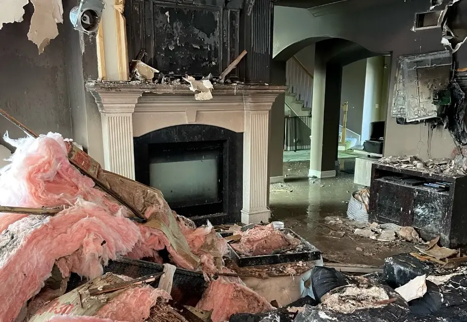 Two dogs were unharmed but the blaze did damage to the house.