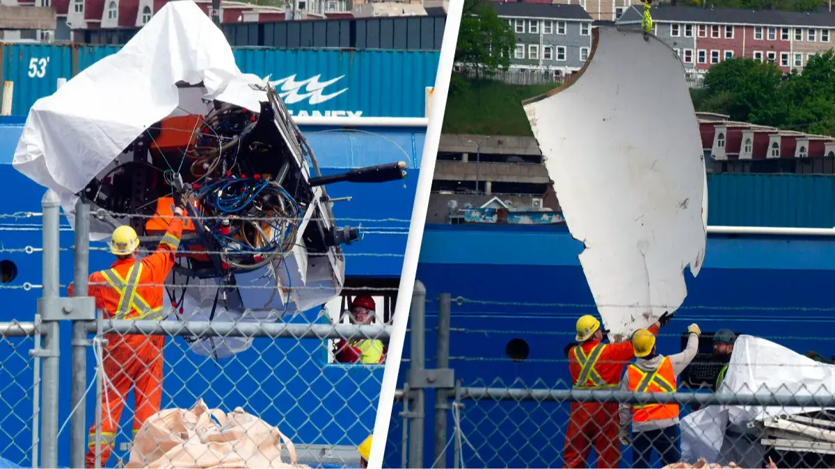Remains of imploded Titanic sub seen for first time as they're brought ashore