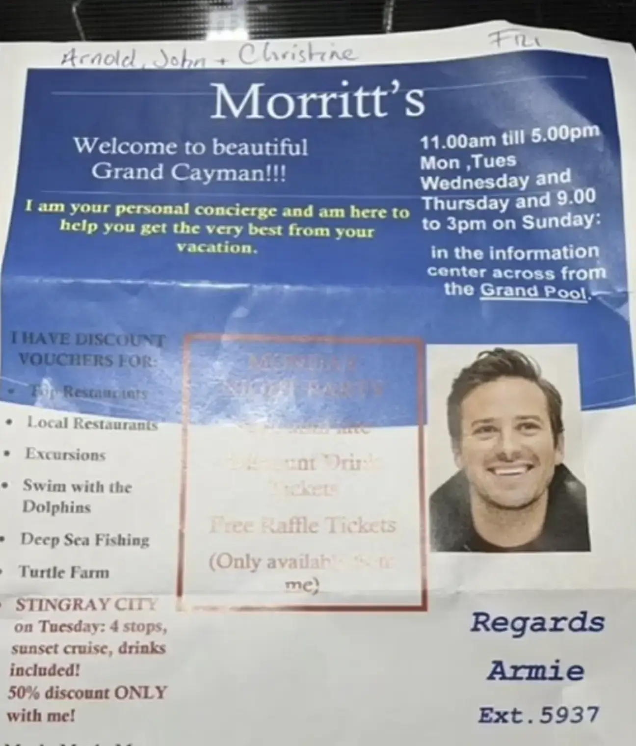 A source has confirmed that the actor is selling timeshares in the Caymans.