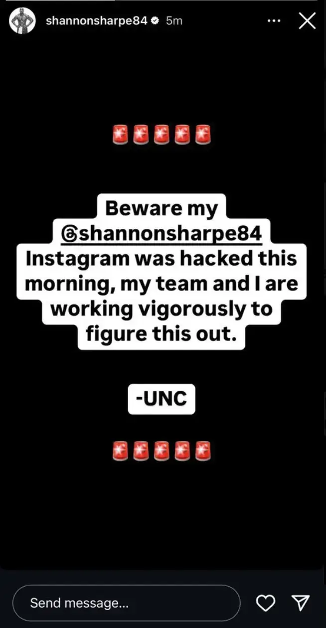 Sharpe initially tried to say he'd been hacked (Instagram/ @shannonsharpe84) 