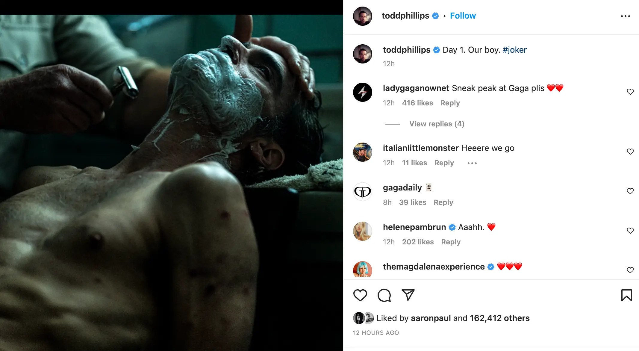 Phillips shared the image as production gets underway.