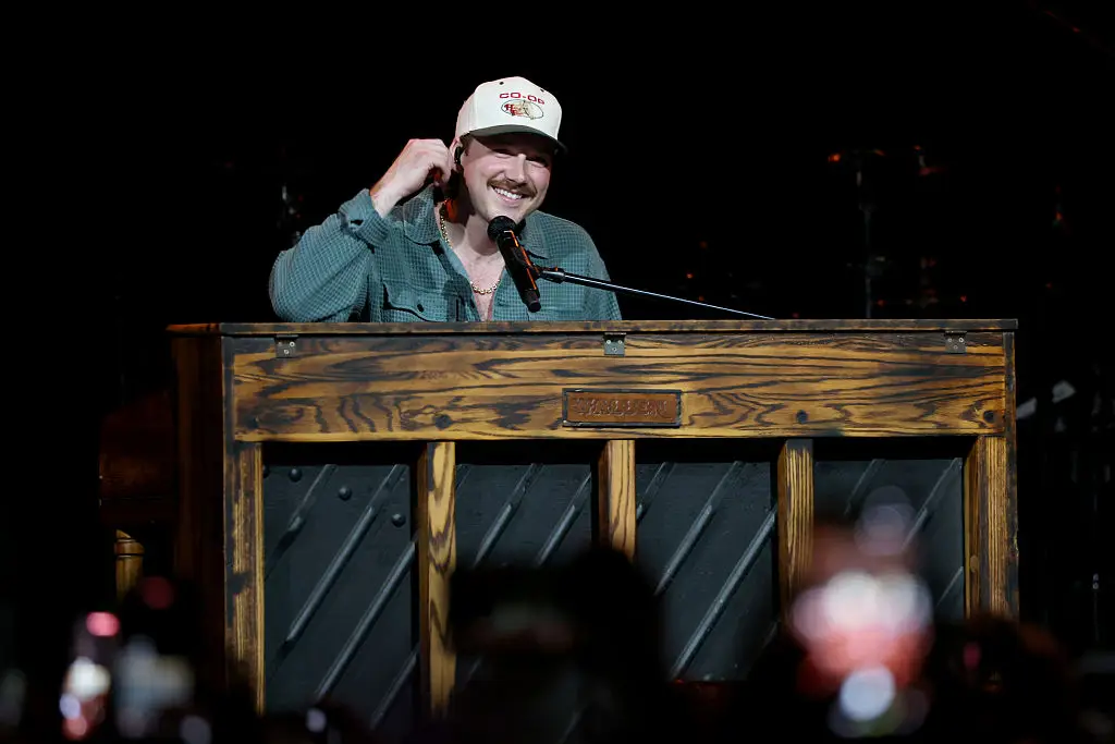 Morgan Wallen was seen flipping his piano on stage (Photo by Kevin Mazur/Kevin MazurGetty Images for SiriusXM)