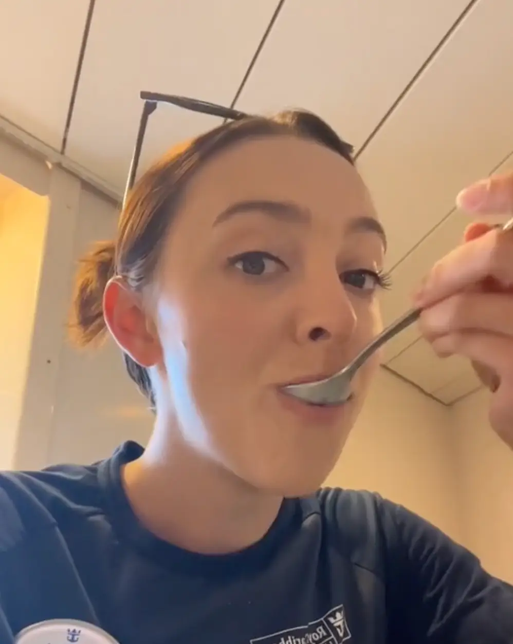The TikToker receives free food on the ship.