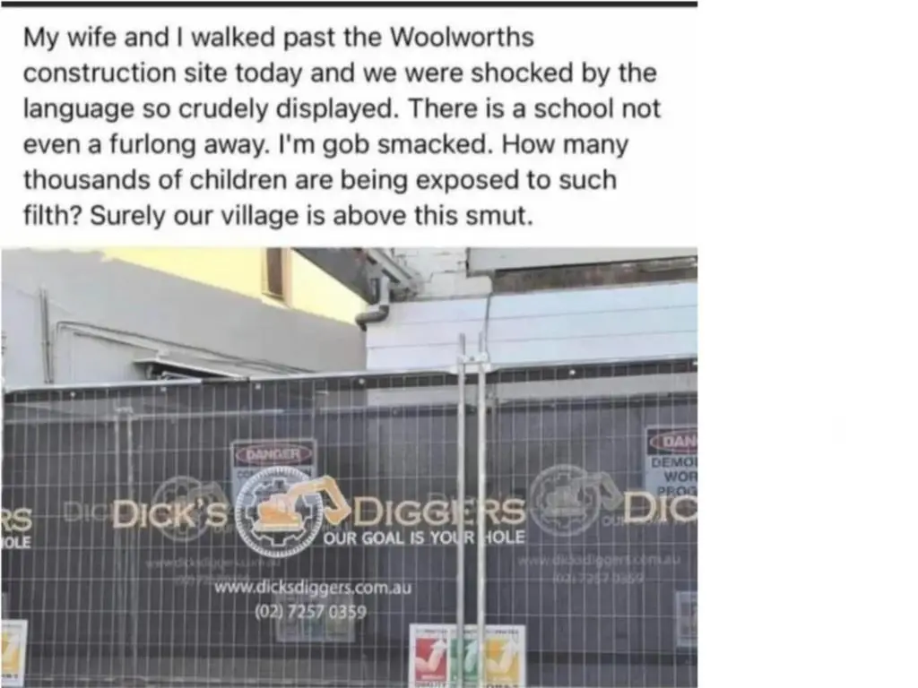 The man claimed to be passing by a Woolworths building site in Mosman, New South Wales.