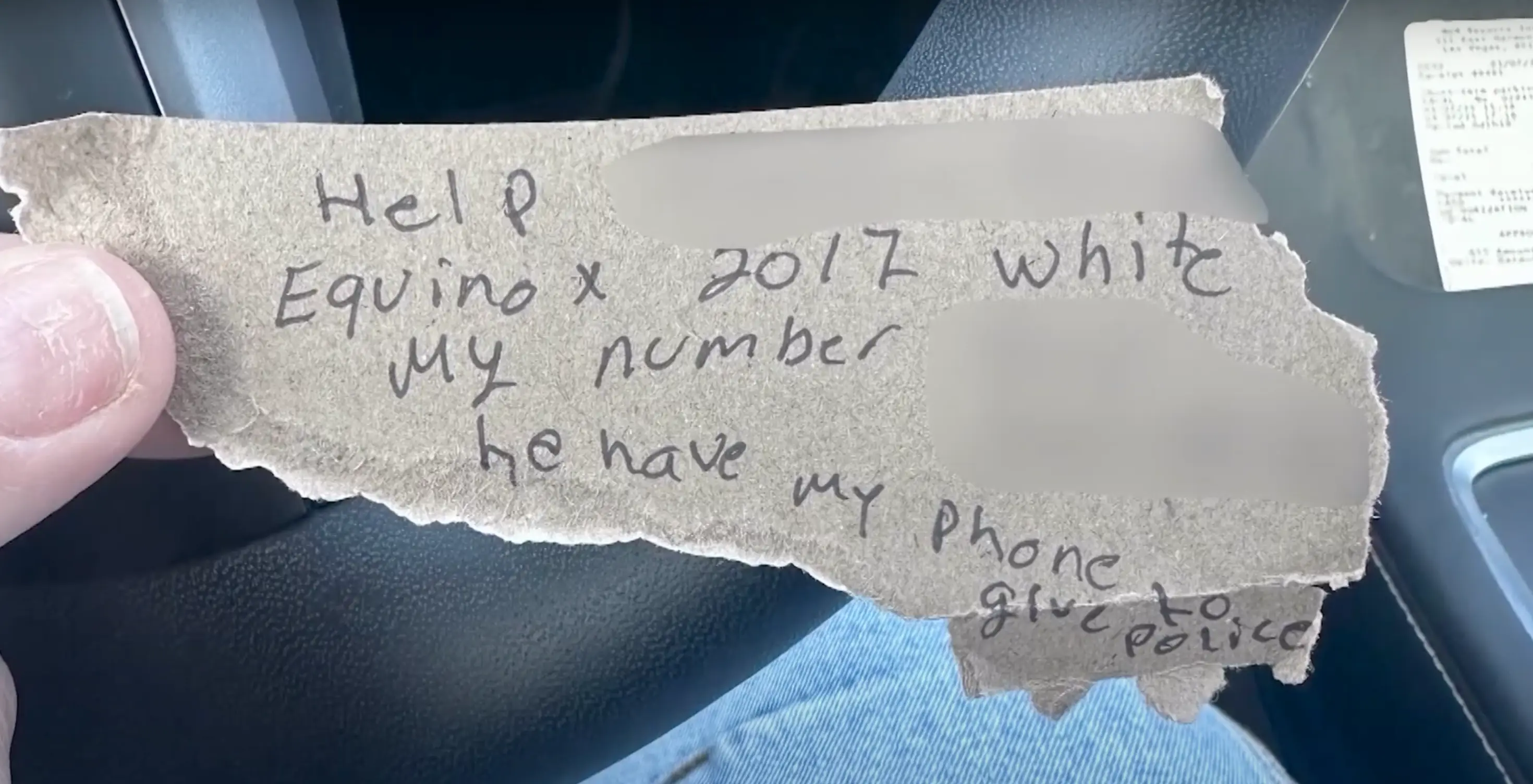 The note that helped save the woman from her alleged kidnapper (YouTube/KSL News Utah)