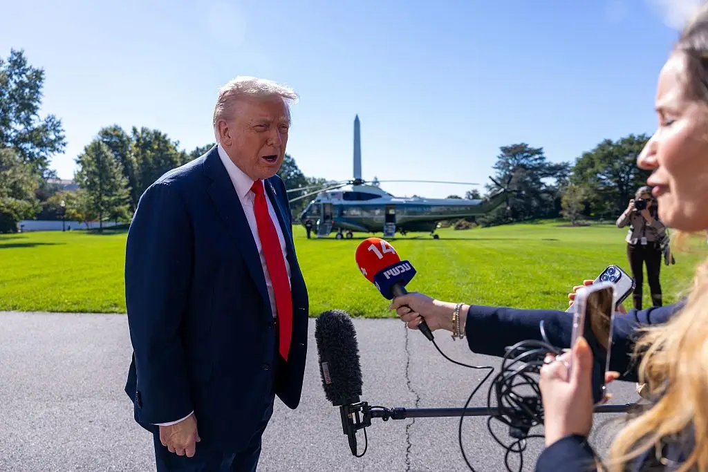 President Donald Trump spoke to reporters yesterday about the US government shutting down (Tasos Katopodis/Getty Images)