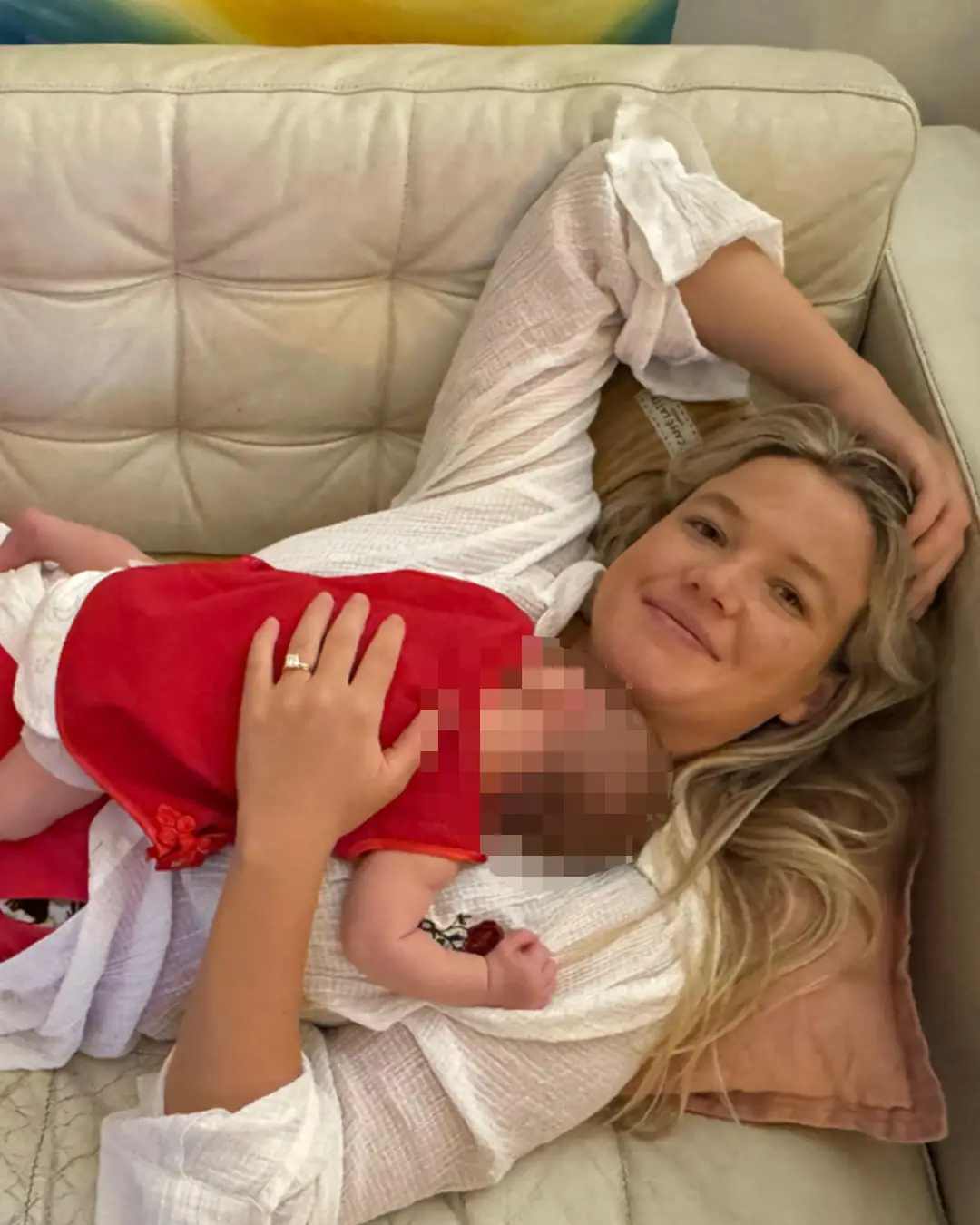 Leah Stewart, 35, was swimming between the flags on June 13 when she was attacked, sustaining severe bites and lacerations (GoFundMe)