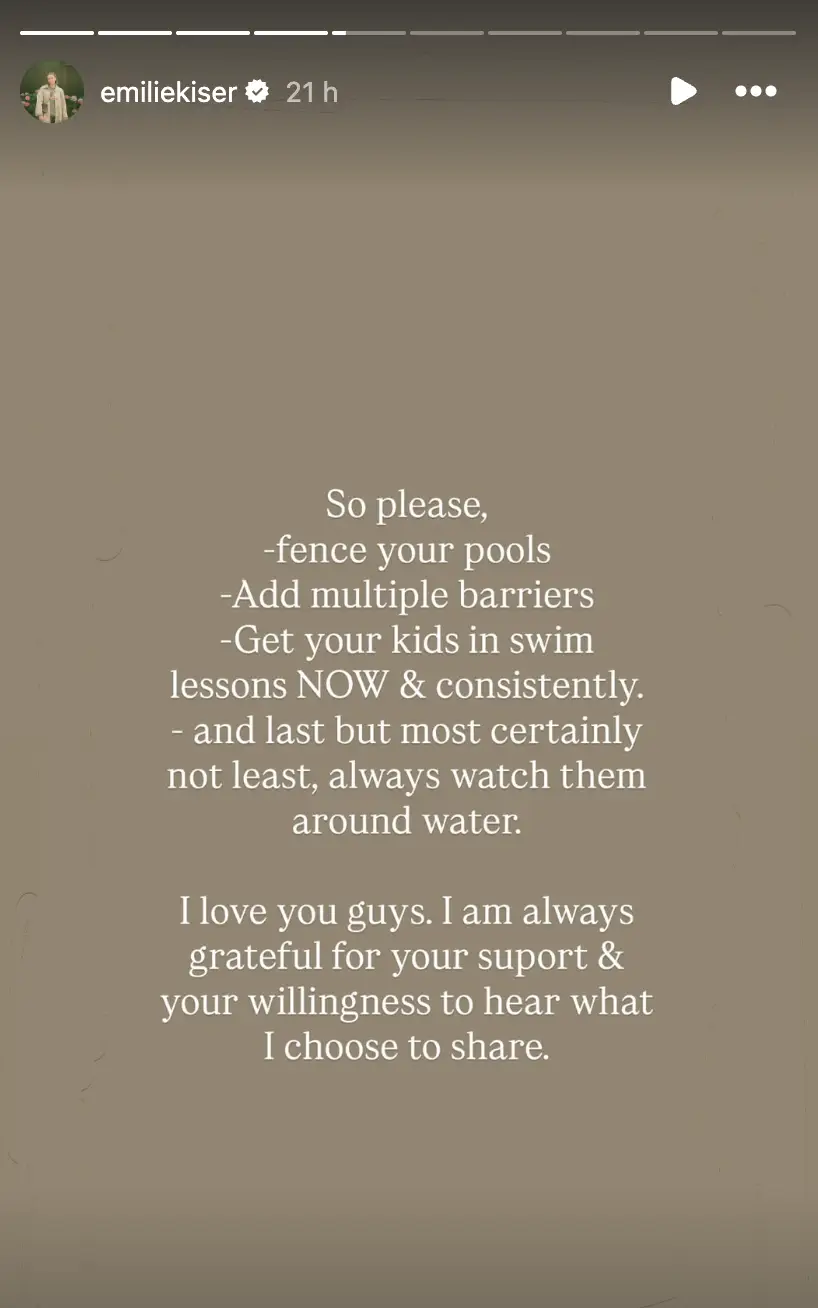 The grieving mother urged parents to take the following precautions (emiliekiser/Instagram)