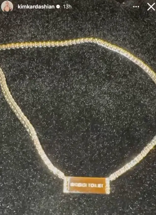 The 'Skibidi Toilet' necklace North West gifted mom Kim Kardashian (Instagram/@kimkardashian) 