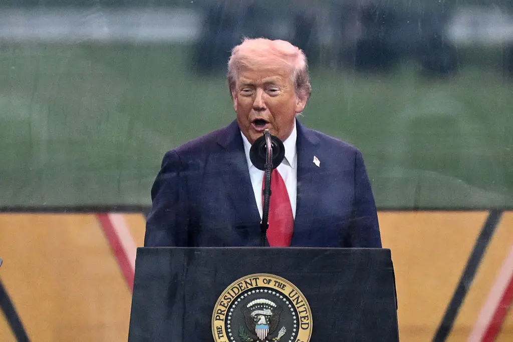 Trump praised the American army in his lofty speech (MANDEL NGAN/AFP via Getty Images)