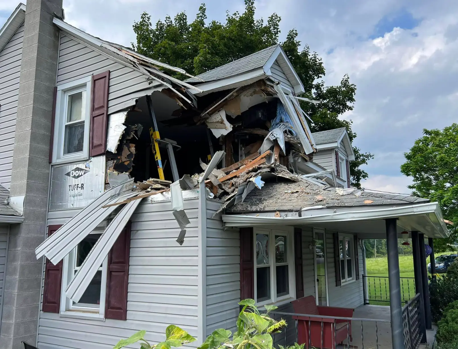 Authorities were able to remove the car from the house.