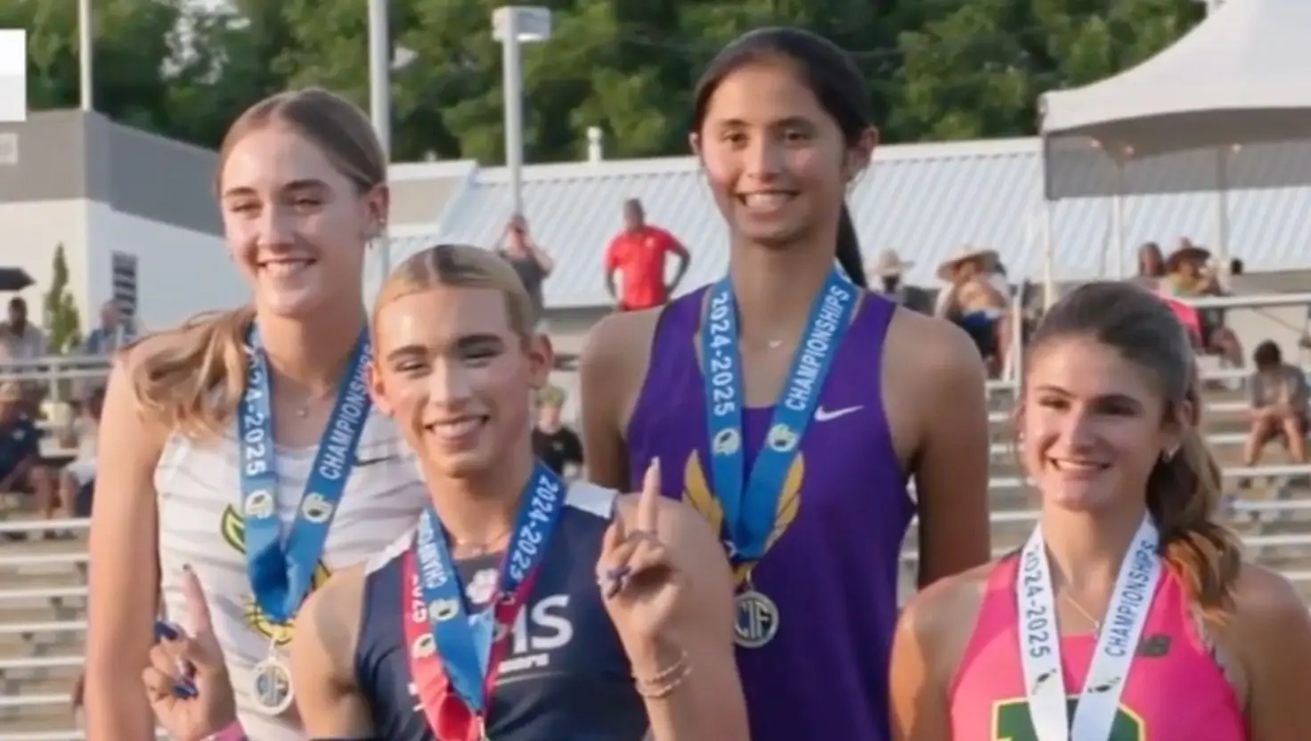 The athlete (second left) has lifted the lid on how she deals with protestors in the past (Fox News Digital)