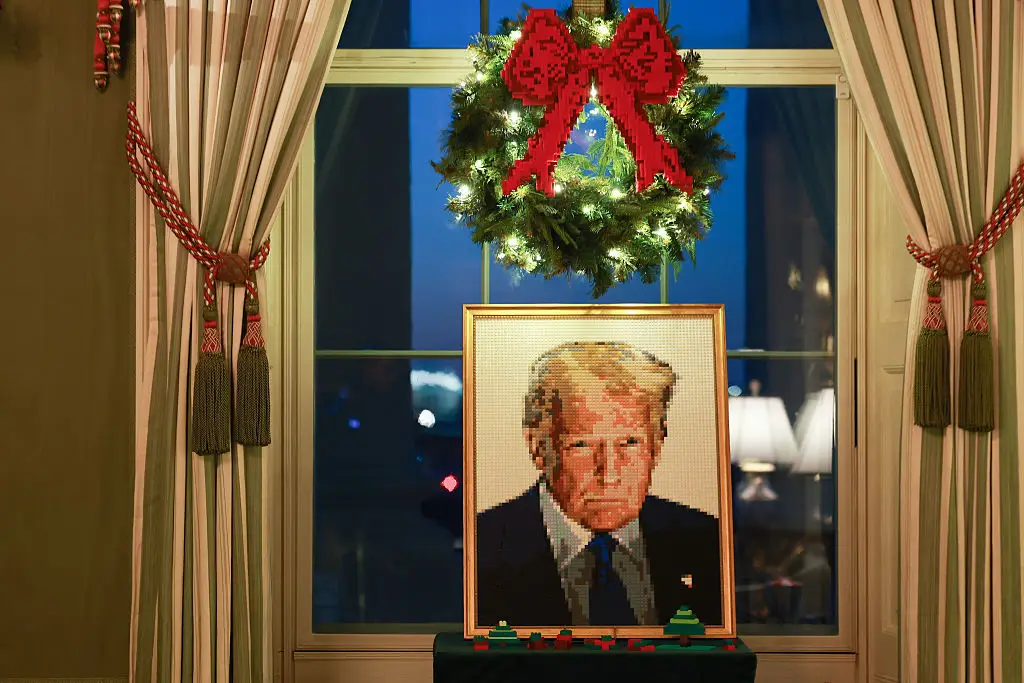 It comes as the White House has made way for its festive decor (Anna Moneymaker/Getty Images)