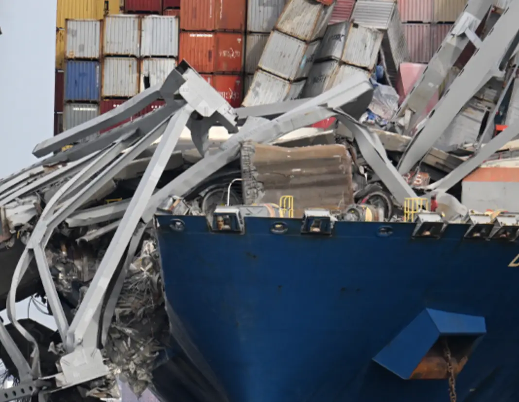 The cargo ship Dali crashed into the structure of the bridge.
