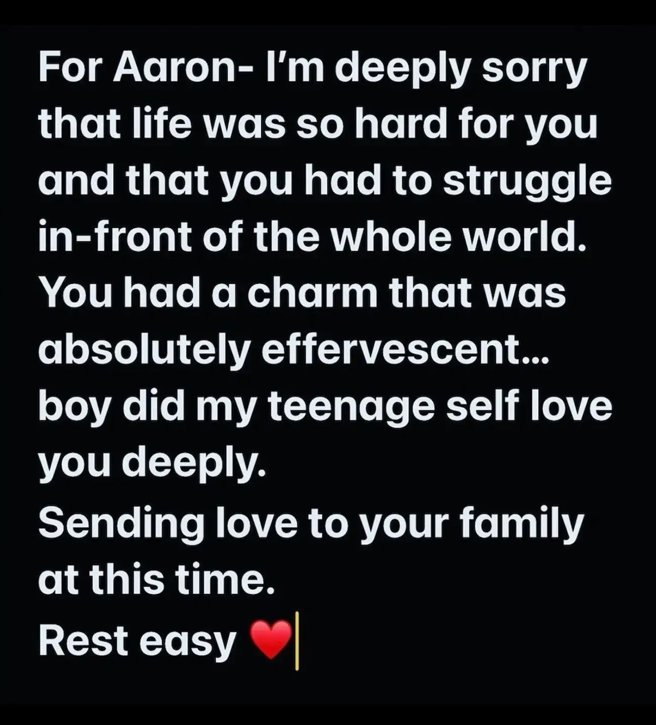 Hilary Duff paid tribute to Aaron Carter.