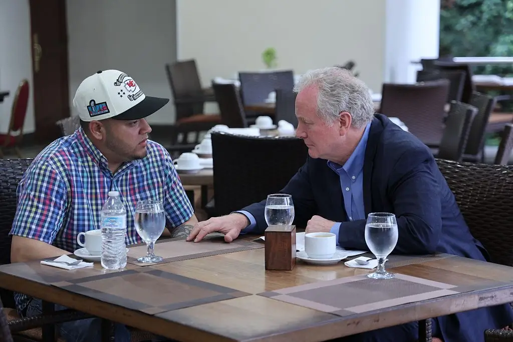 US Sen. Chris Van Hollen met with Abrego Garcia after his deportation (Sen. Van Hollen's Office via Getty Images)