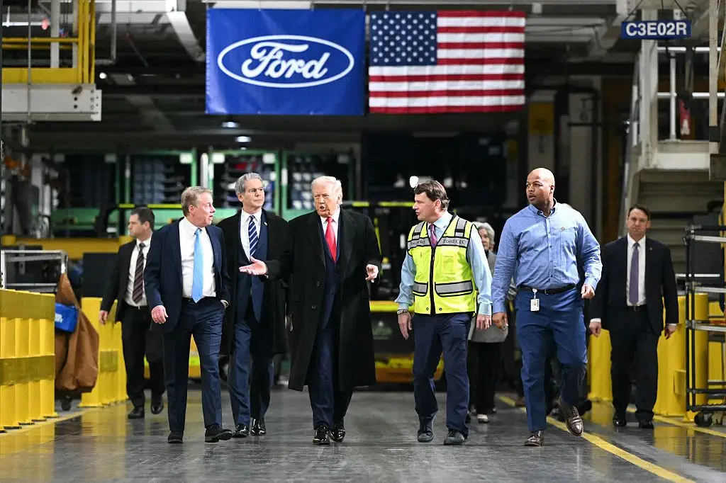 President Trump at the Michigan Ford plant yesterday (Mandel NGAN / AFP via Getty Images)