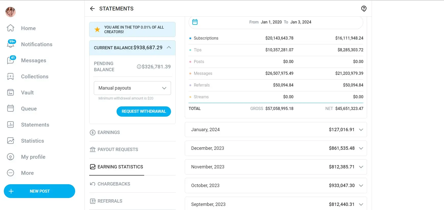 Amouranth shared her impressive earnings.