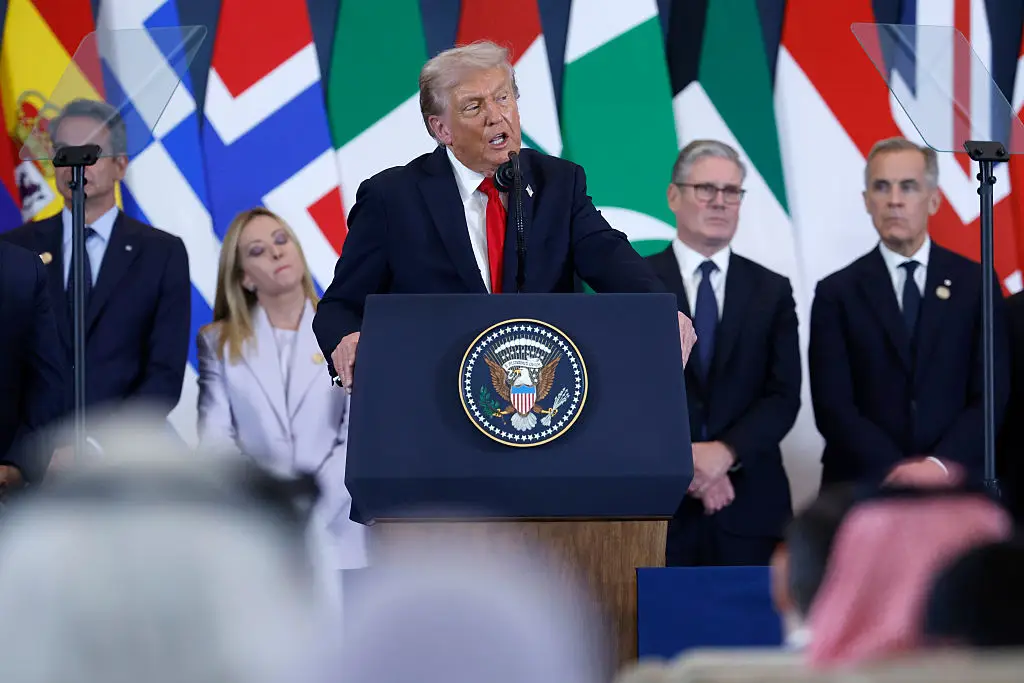 Viewers say Starmer looked visibly sidelined as Trump continued speaking (Chip Somodevilla/Getty Images)