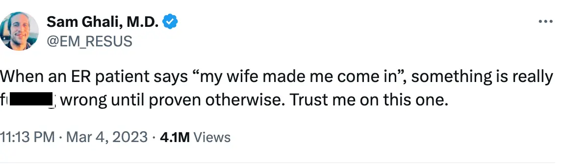 Dr Sam Ghali urged people to 'trust him' on his claims (X/@EM_RESUS)