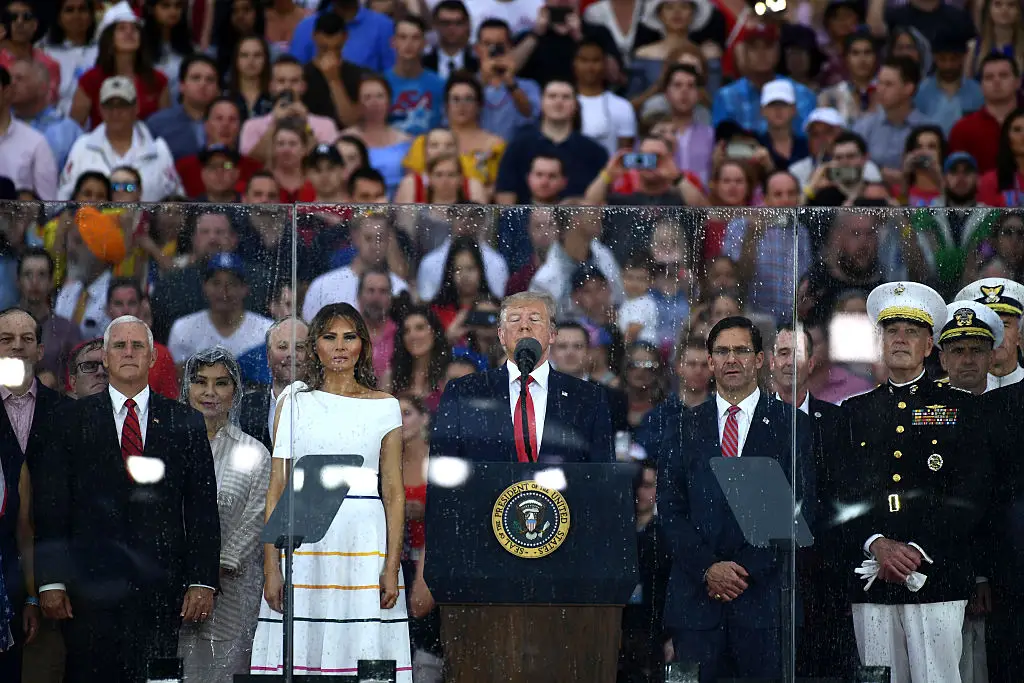 Trump claims his July 4th address in 2019 drew a bigger crowd than Martin Luther King Jr's (Photo by BRENDAN SMIALOWSKI/AFP via Getty Images)