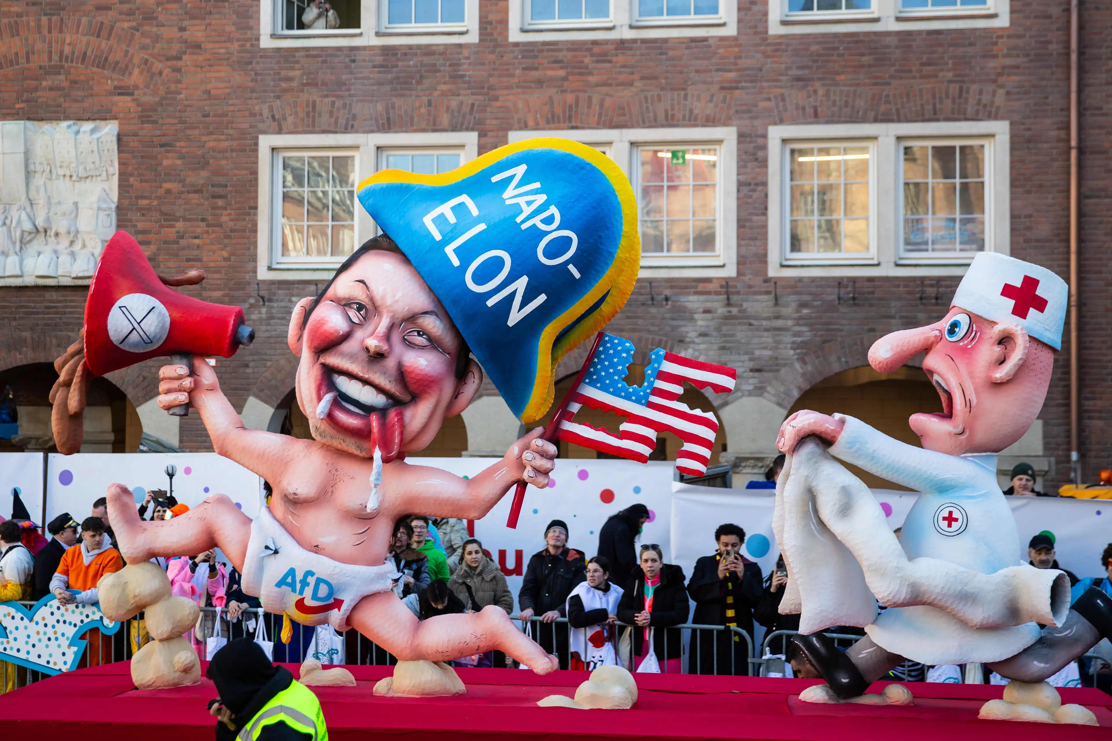 It is pretty clear what the artists responsible for the float was getting at (Hesham Elsherif/Getty Images)