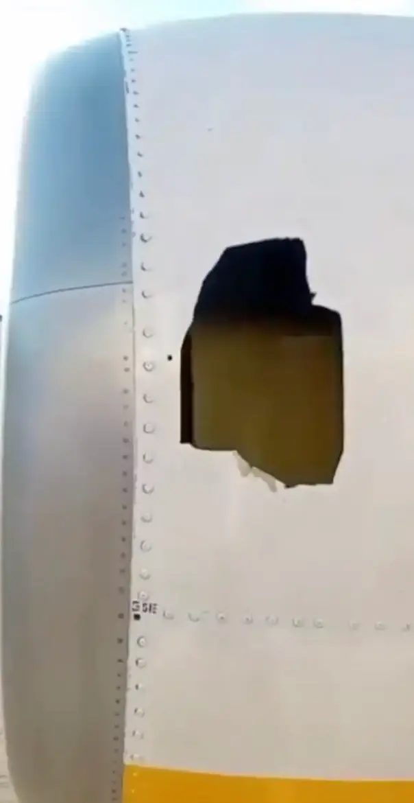 The engine appeared damaged (X/@aviationbrk)