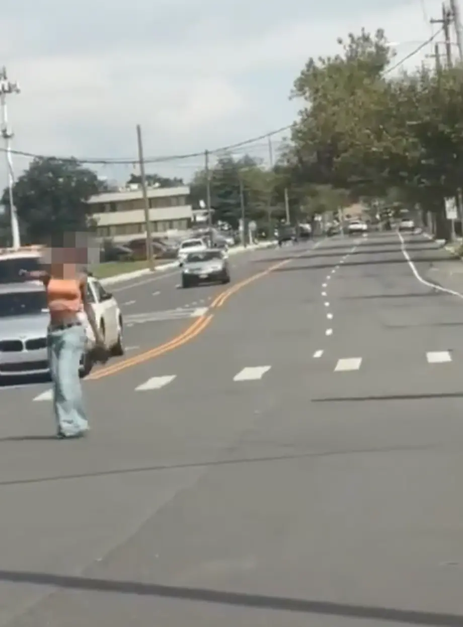 The woman pointed a gun at cars.